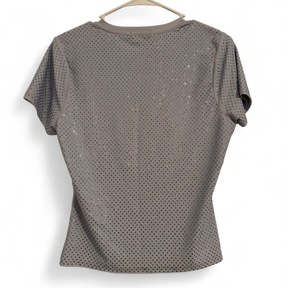 Good American sky blue crew-neck fitted stretchy rhinestone top size L - Picture 4 of 7